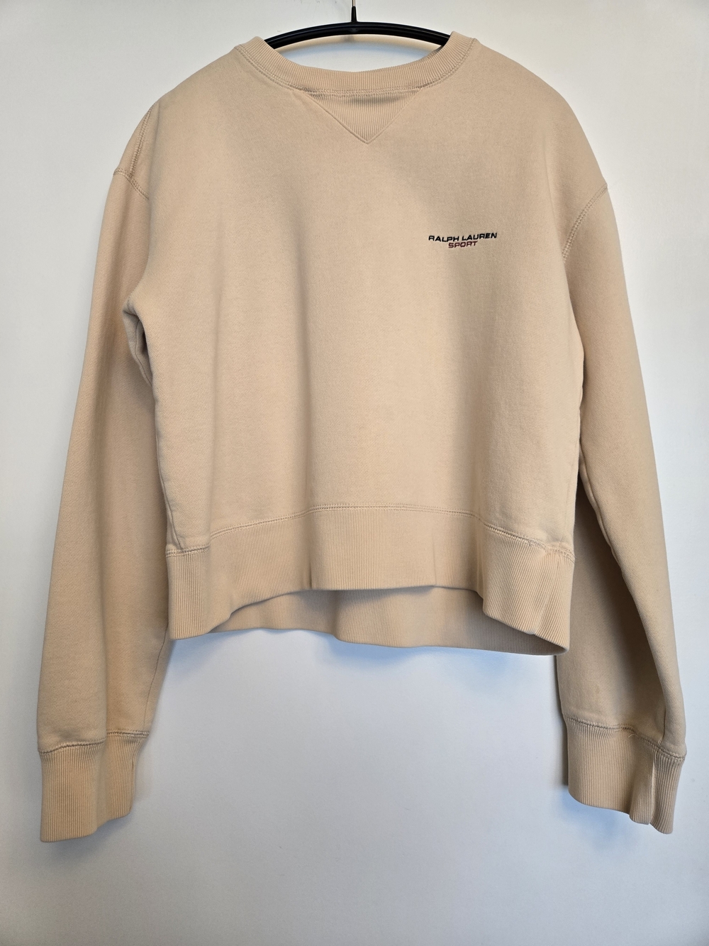 Ralph Lauren Sport Beige Cropped Crewneck Sweatshirt